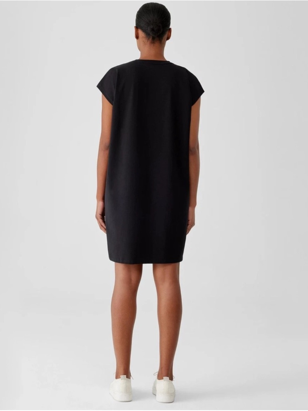 Eileen Fisher Black V-Neck Tunic dress Size Large - Picture 5 of 10